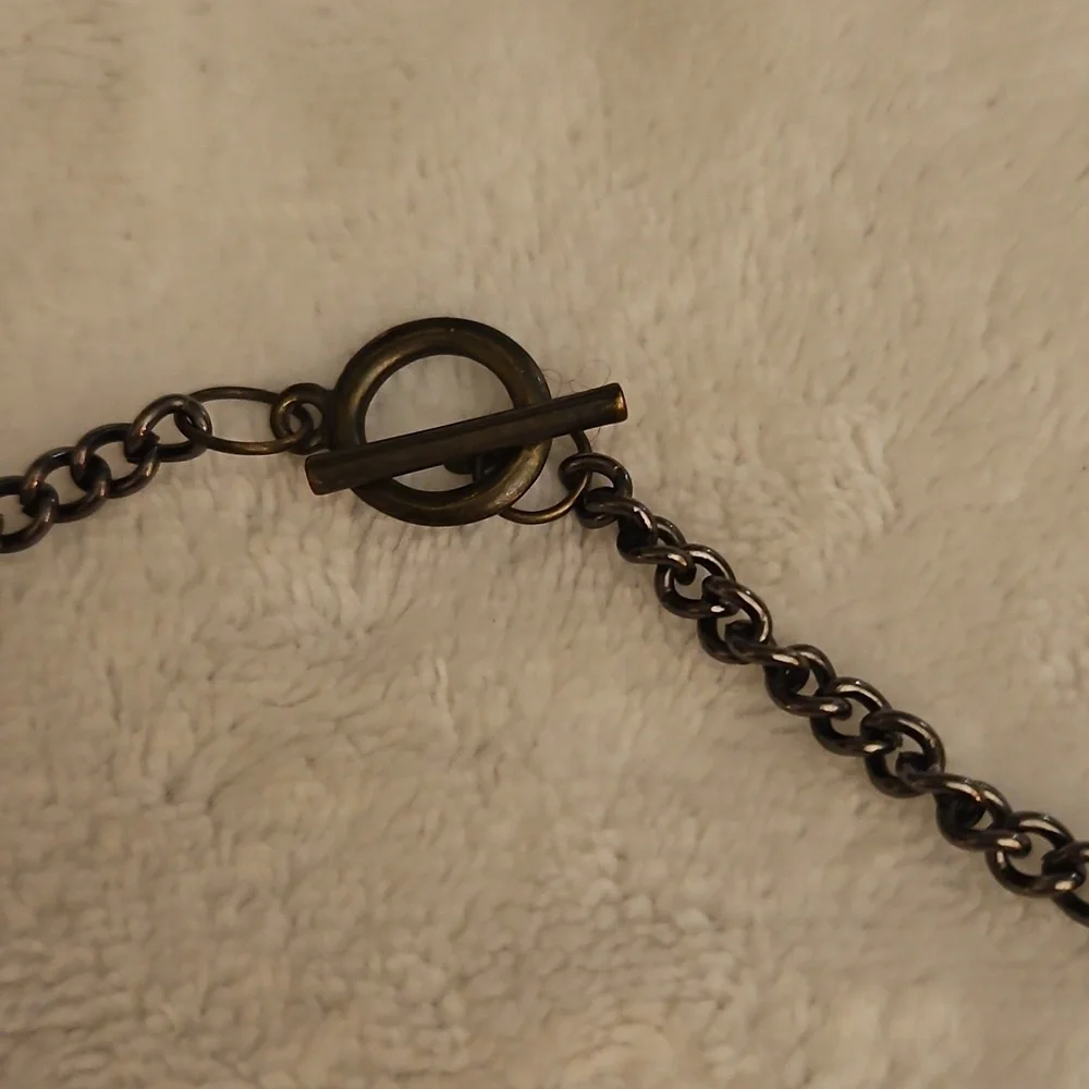 Vintage Bronze Heart Key Bird Leaves Charm Boho Chain Necklace